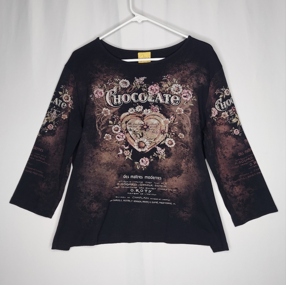 Katina Marie Y2K Top Women XL Chocolate Sequin Fairycore Whimsigoth 90s Grunge